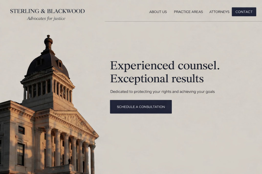Sterling and Blackwood law firm website with AI chatbot and document review automation